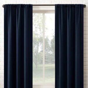 Sun Zero Lichtenberg New York One Curtain Panel in Navy 40" X 84" Two Panels/Set